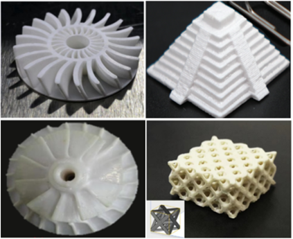 采用DLP光固化3D打印机支持多材料打印，打印的涡轮模型、金字塔以及晶格网都表现出出色的机械性能，以及对设计的良好形状复制。打印部件还展现出很高的打印分辨率和光滑的表面